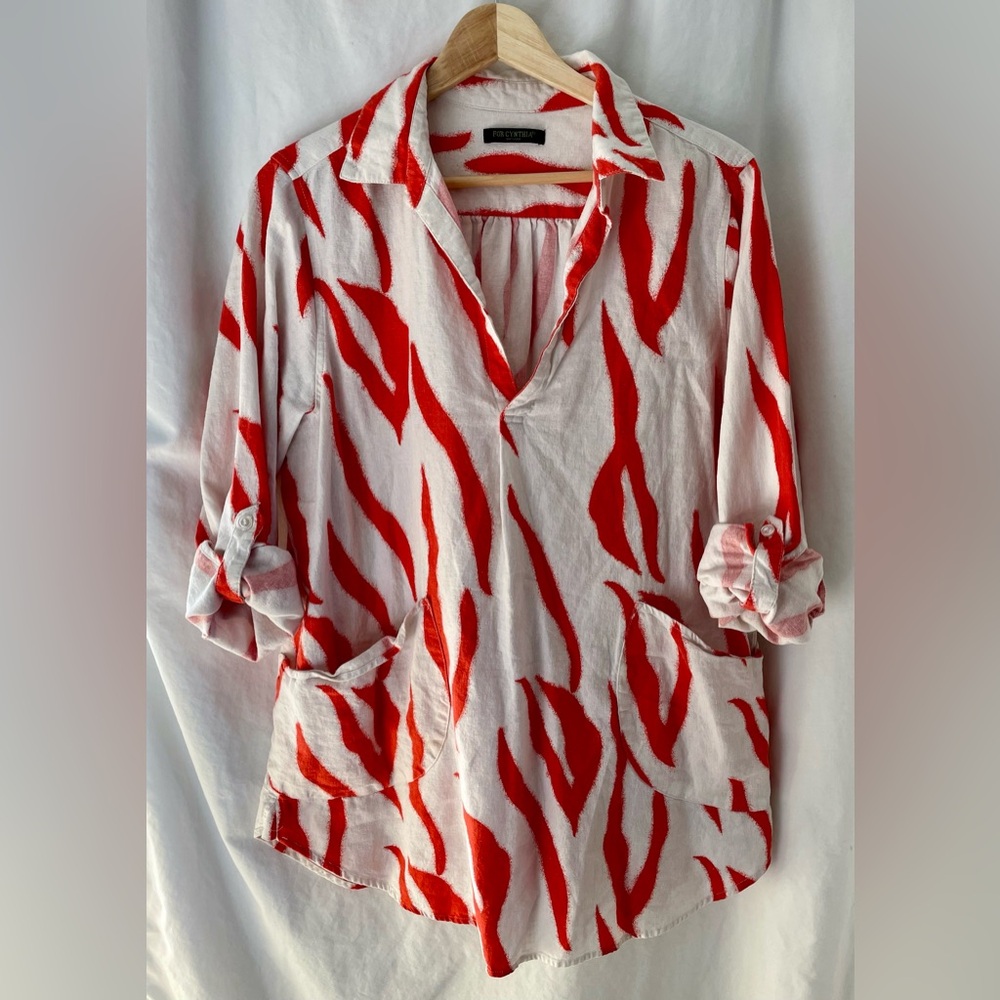 FOR CYNTHIA | Linen Blend Tunic Shirt | 1X